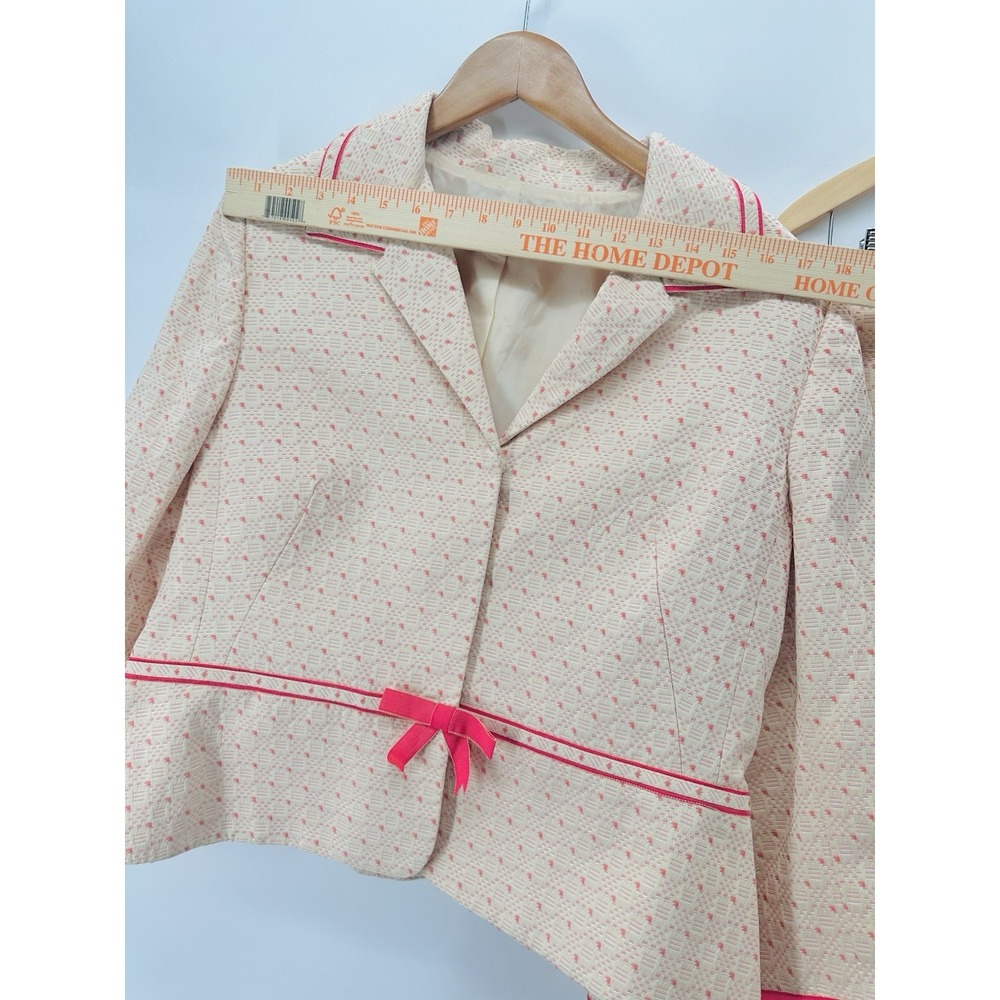 Nipon Boutique Skirt Suit 2-PC Set Cream Pink Tweed Sz 16 Career Office FF28 - Picture 2 of 16